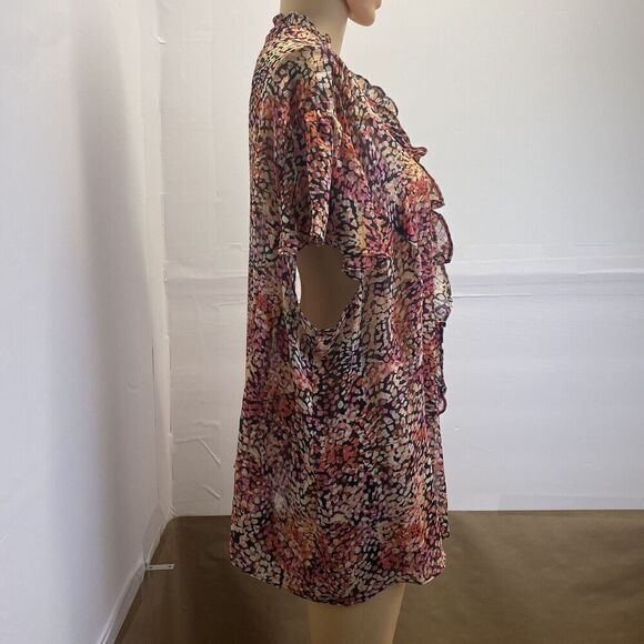 First Option Too Women Short Sleeve Button Up Floral Blouse Multicolored Sz 3X - Picture 2 of 9